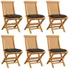 Image de vidaXL Chaises de jardin et coussins taupe lot de 6 Bois teck massif