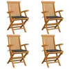 Image de vidaXL Chaises de jardin et coussins anthracite lot de 4 Bois de teck