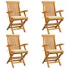 Image de vidaXL Chaises de jardin et coussins crème lot de 4 Bois teck massif