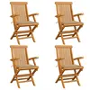 Image de vidaXL Chaises de jardin et coussins beige lot de 4 Bois teck massif