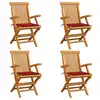 Image de vidaXL Chaises de jardin et coussins rouge lot de 4 Bois teck massif