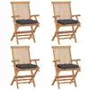 Image de vidaXL Chaises de jardin et coussins anthracite lot de 4 Bois de teck