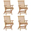 Image de vidaXL Chaises de jardin et coussins beige lot de 4 Bois teck massif