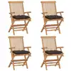 Image de vidaXL Chaises de jardin et coussins taupe lot de 4 Bois teck massif