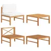 Image de vidaXL Salon de jardin 2 pcs avec coussins crème Bois de teck