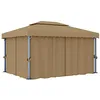 Image de vidaXL Tonnelle avec rideau 4x3 m Taupe Aluminium