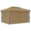 Image de vidaXL Tonnelle avec rideau 4x3 m Taupe Aluminium