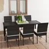 Image de vidaXL Ensemble à manger de jardin 7 pcs Résine tressée Noir