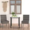 Image de vidaXL Ensemble à manger de jardin 3 pcs Résine tressée Gris