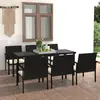 Image de vidaXL Ensemble à manger de jardin 7 pcs Résine tressée Noir