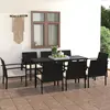 Image de vidaXL Ensemble à manger de jardin 9 pcs Résine tressée Noir