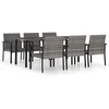 Image de vidaXL Ensemble à manger de jardin 7 pcs Résine tressée Gris