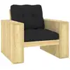 Image de vidaXL Chaise de jardin avec coussins noir Bois de pin imprégné