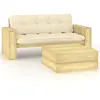 Image de vidaXL Salon de jardin 2 pcs avec coussins bois de pin imprégné