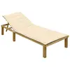 Image de vidaXL Chaise longue avec coussin crème Bois de pin imprégné