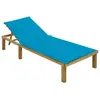 Image de vidaXL Chaise longue avec coussin bleu Bois de pin imprégné