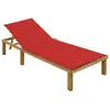 Image de vidaXL Chaise longue avec coussin rouge Bois de pin imprégné