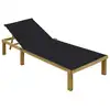 Image de vidaXL Chaise longue avec coussin noir Bois de pin imprégné