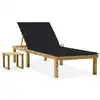 Image de vidaXL Chaise longue de jardin avec table et coussin Pin imprégné