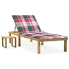 Image de vidaXL Chaise longue de jardin avec table et coussin Pin imprégné