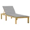 Image de vidaXL Chaise longue avec coussin gris Bois de pin imprégné