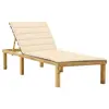Image de vidaXL Chaise longue avec coussin crème Bois de pin imprégné
