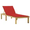 Image de vidaXL Chaise longue avec coussin rouge Bois de pin imprégné