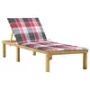 Image de vidaXL Chaise longue avec coussin carreaux rouge Bois de pin imprégné