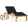 Image de vidaXL Chaise longue de jardin avec table et coussin Pin imprégné