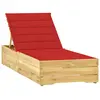Image de vidaXL Chaise longue avec coussin rouge Bois de pin imprégné