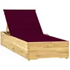 Image de vidaXL Chaise longue avec coussin bordeaux Bois de pin imprégné