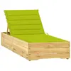 Image de vidaXL Chaise longue avec coussin vert vif Bois de pin imprégné