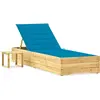 Image de vidaXL Chaise longue de jardin avec table et coussin Pin imprégné