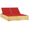 Image de vidaXL Chaise longue double et coussins rouge Bois de pin imprégné