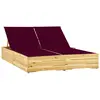 Image de vidaXL Chaise longue double et coussins bordeaux Bois de pin imprégné