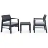 Image de vidaXL Salon de jardin 3 pcs avec coussins Plastique Gris