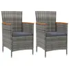 Image de vidaXL Chaises à manger de jardin lot de 2 Résine tressée Gris