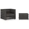 Image de vidaXL Salon de jardin palette 2 pcs Bois de pin imprégné de gris