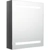 Image de vidaXL Armoire de salle de bain avec miroir et LED Gris brillant 50 x 14 x 60 cm