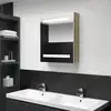 Image de vidaXL Armoire de salle de bain à miroir à LED blanc et chêne