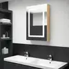 Image de vidaXL Armoire de salle de bain à miroir LED blanc et chêne 50x13x70cm