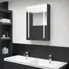 Image de vidaXL Armoire de salle de bain à miroir LED noir brillant 50x13x70 cm