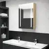 Image de vidaXL Armoire de salle de bain à miroir LED blanc et chêne 50x13x70cm