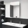 Image de vidaXL Armoire de salle de bain à miroir LED Blanc brillant 60x11x80cm