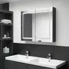 Image de vidaXL Armoire de salle de bain à miroir LED noir brillant 80x12x68 cm