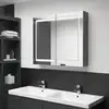 Image de vidaXL Armoire de salle de bain à miroir LED gris 80x12x68 cm