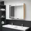 Image de vidaXL Armoire de salle de bain à miroir LED Chêne 80x12x68 cm