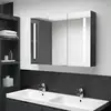 Image de vidaXL Armoire de salle de bain à miroir LED 89x14x62 cm noir brillant