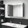Image de vidaXL Armoire de salle de bain à miroir LED 89x14x62 cm Gris
