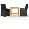 Image de vidaXL Ensemble à manger de jardin 3 pcs Noir
